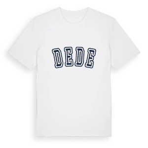 Dede college t-shirt – ekologisk bomull t-shirt från Pinshirt