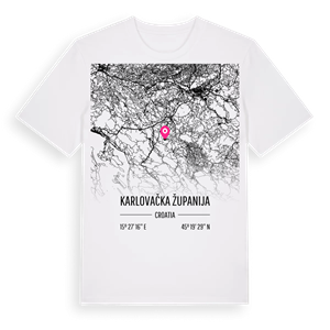 Karlovačka županija karta t-shirt – ekologisk bomull t-shirt från Pinshirt