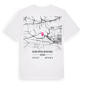 Bezirk Spittal an der Drau karta t-shirt – ekologisk bomull t-shirt från Pinshirt