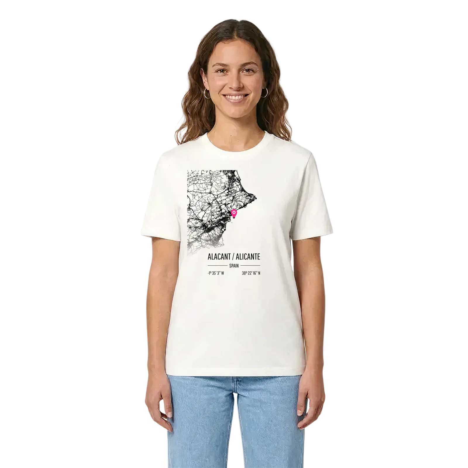 Alacant / Alicante karta t-shirt – White, i miljö