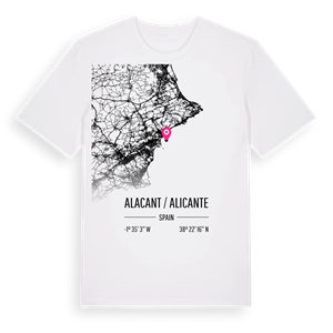 Alacant / Alicante karta t-shirt – ekologisk bomull t-shirt från Pinshirt