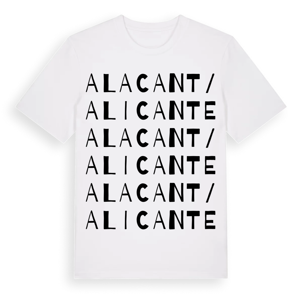Alacant / Alicante ordlek t-shirt – White, i miljö