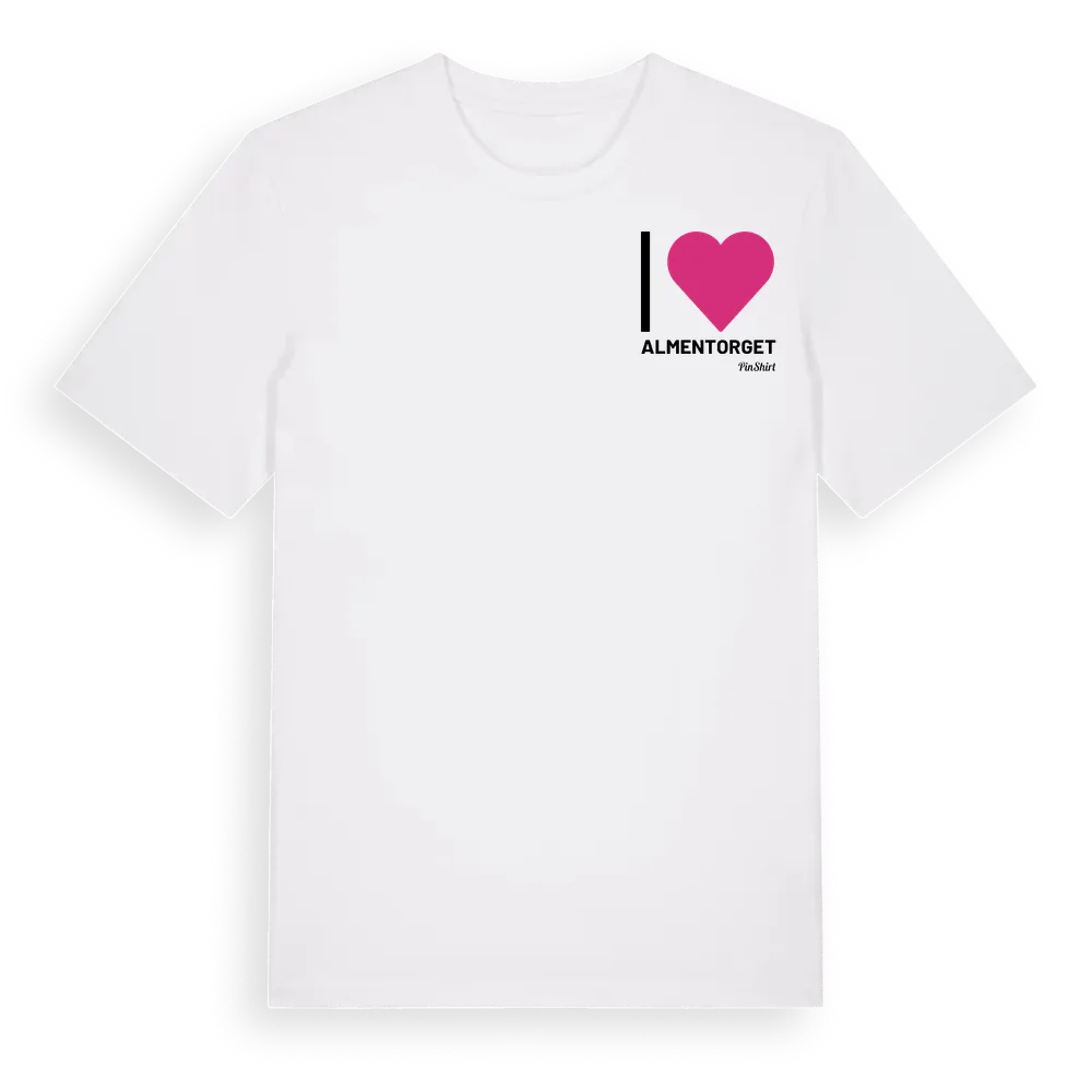 Jag älskar Almentorget t-shirt litet tryck i miljö