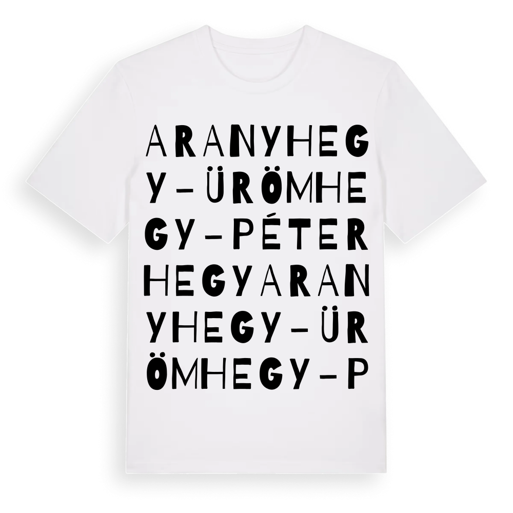 Aranyhegy-Ürömhegy-Péterhegy ordlek t-shirt – White, i miljö