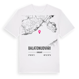 Balatonudvari karta t-shirt – ekologisk bomull t-shirt från Pinshirt