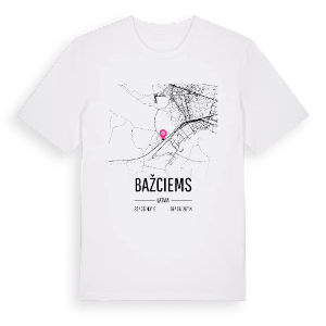 Bažciems karta t-shirt – ekologisk bomull t-shirt från Pinshirt