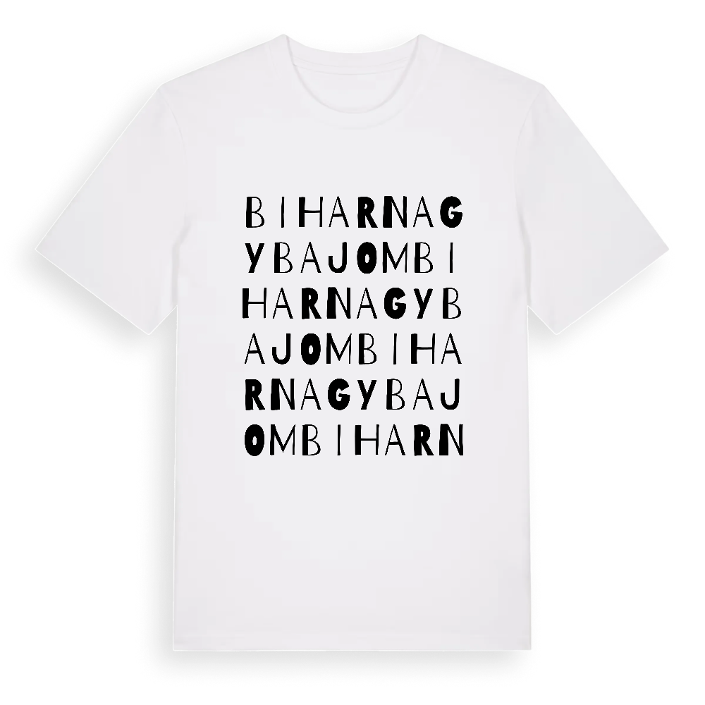 Biharnagybajom ordlek t-shirt – White, i miljö