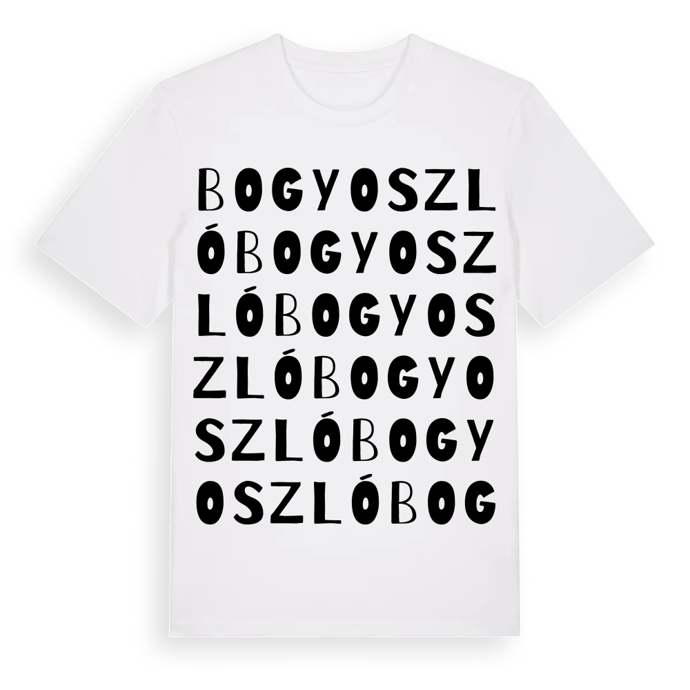 Bogyoszló ordlek t-shirt – White, i miljö