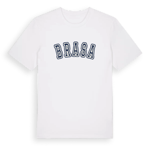 Brasa college t-shirt – ekologisk bomull t-shirt från Pinshirt