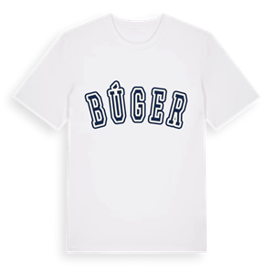 Búger college t-shirt – ekologisk bomull t-shirt från Pinshirt