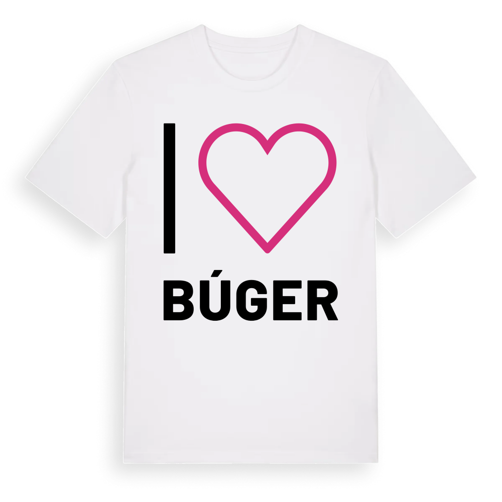 Jag älskar Búger t-shirt stort tryck – White, i miljö