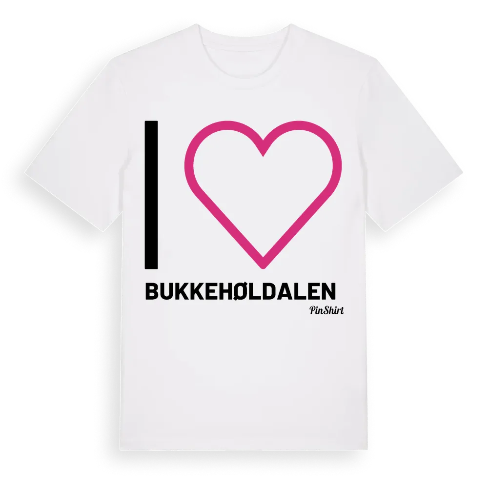 Jag älskar Bukkehøldalen t-shirt stort tryck i miljö