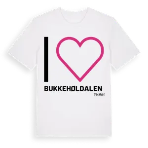 Jag älskar Bukkehøldalen t-shirt stort tryck – ekologisk bomull t-shirt från Pinshirt