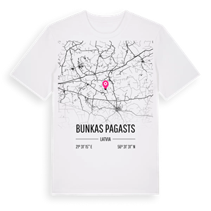 Bunkas pagasts karta t-shirt – ekologisk bomull t-shirt från Pinshirt