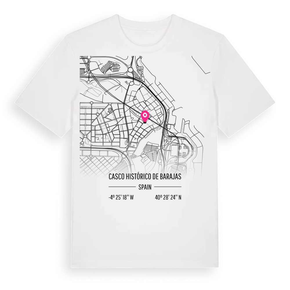 Casco Histórico de Barajas karta t-shirt – White, i miljö