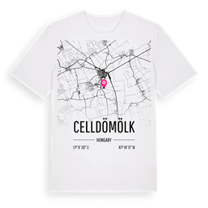 Celldömölk karta t-shirt – ekologisk bomull t-shirt från Pinshirt