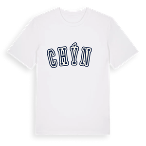 Chýně college t-shirt – ekologisk bomull t-shirt från Pinshirt