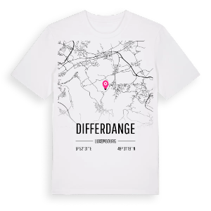Differdange karta t-shirt – ekologisk bomull t-shirt från Pinshirt