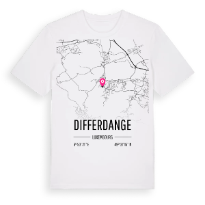 Differdange karta t-shirt – ekologisk bomull t-shirt från Pinshirt