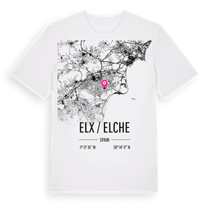 Elx / Elche karta t-shirt – ekologisk bomull t-shirt från Pinshirt