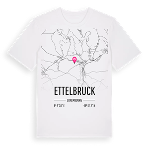 Ettelbruck karta t-shirt – ekologisk bomull t-shirt från Pinshirt