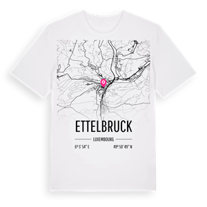 Ettelbruck karta t-shirt – ekologisk bomull t-shirt från Pinshirt