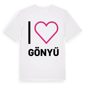 Jag älskar Gönyű t-shirt stort tryck – ekologisk bomull t-shirt från Pinshirt
