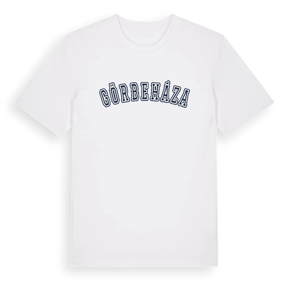 Görbeháza college t-shirt – White, i miljö