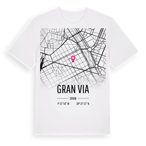 Gran Via karta t-shirt – ekologisk bomull t-shirt från Pinshirt