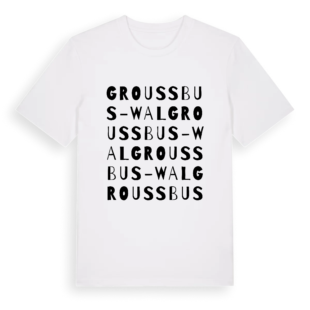 Groussbus-Wal ordlek t-shirt – White, i miljö