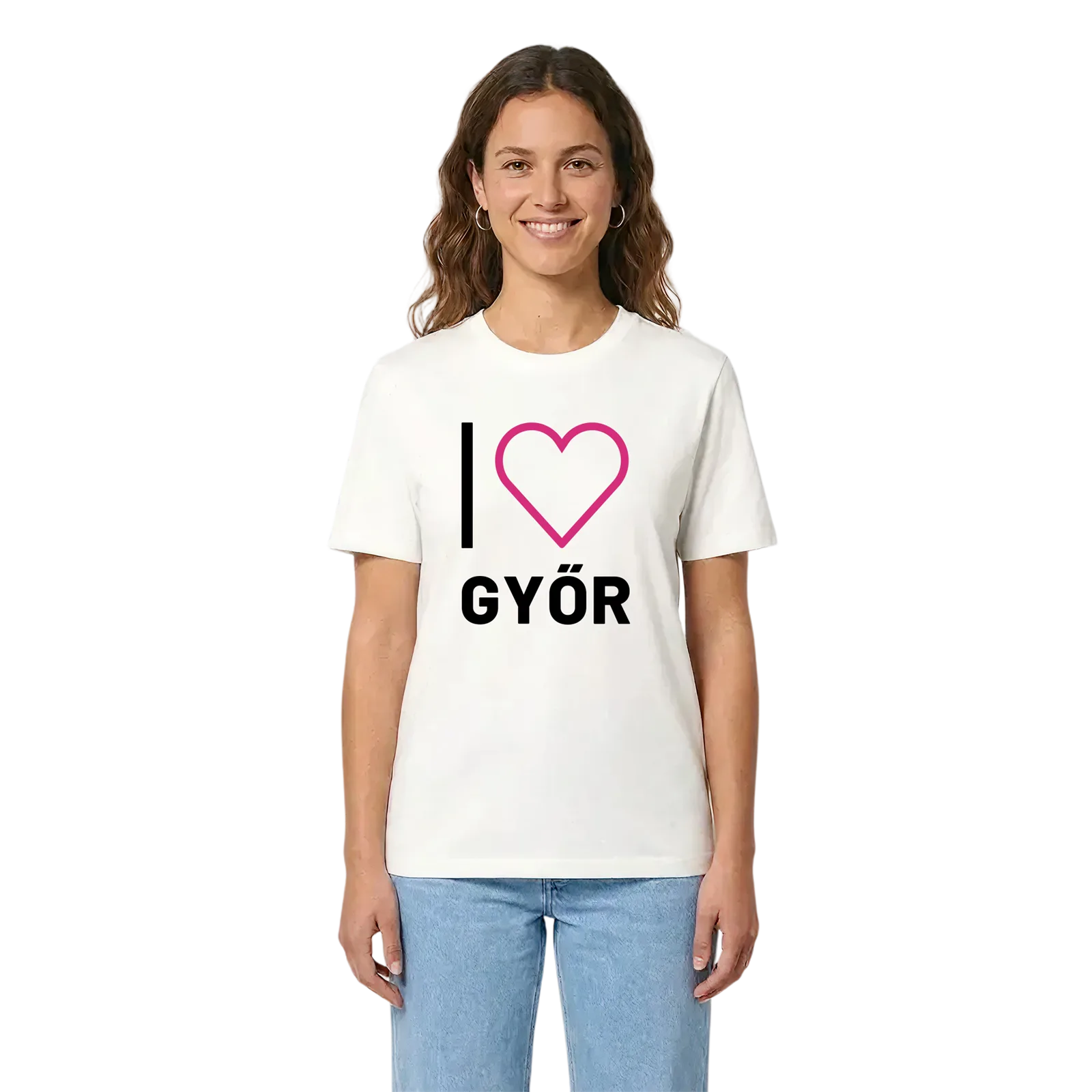 Jag älskar Győr t-shirt stort tryck – White, i miljö