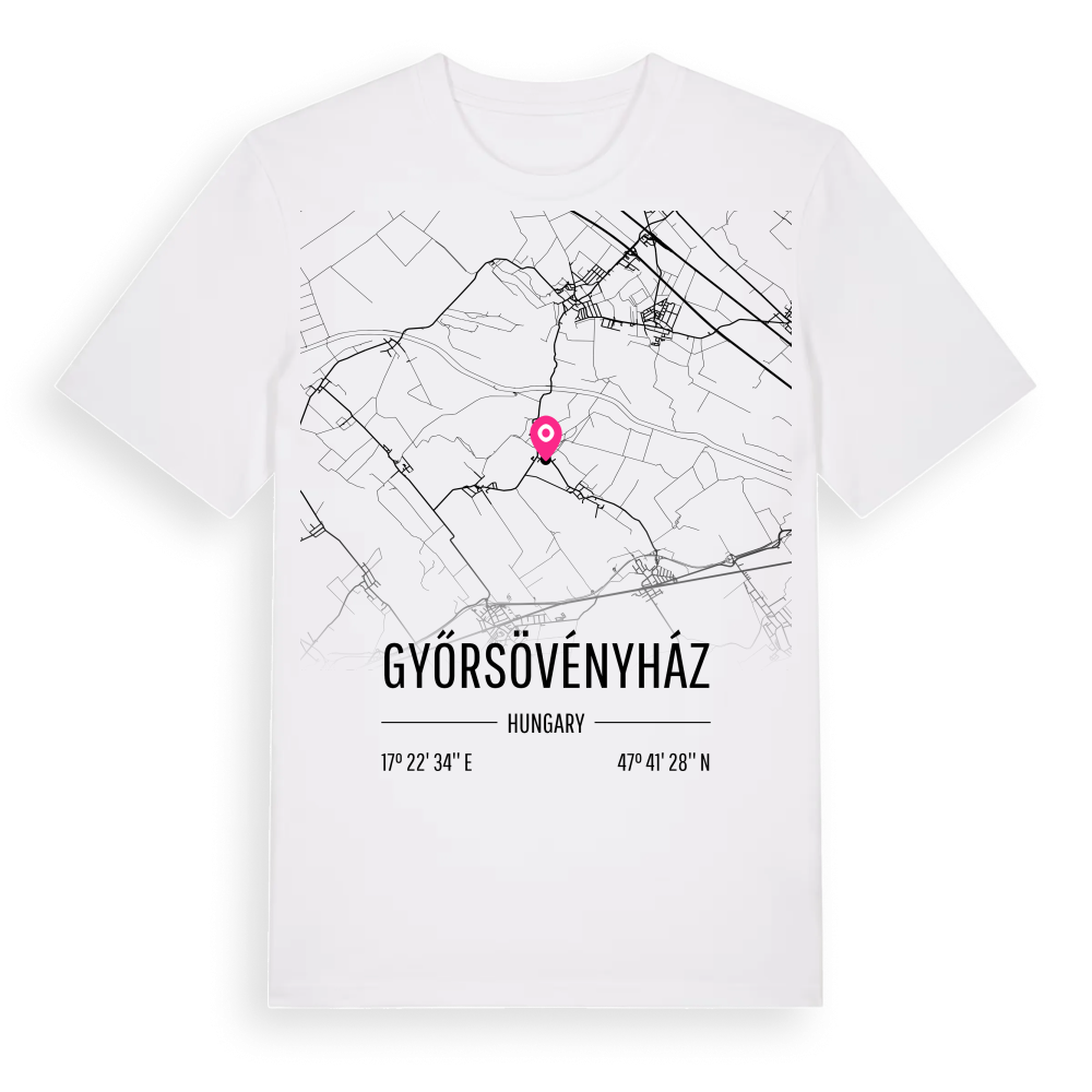 Győrsövényház karta t-shirt – White, i miljö