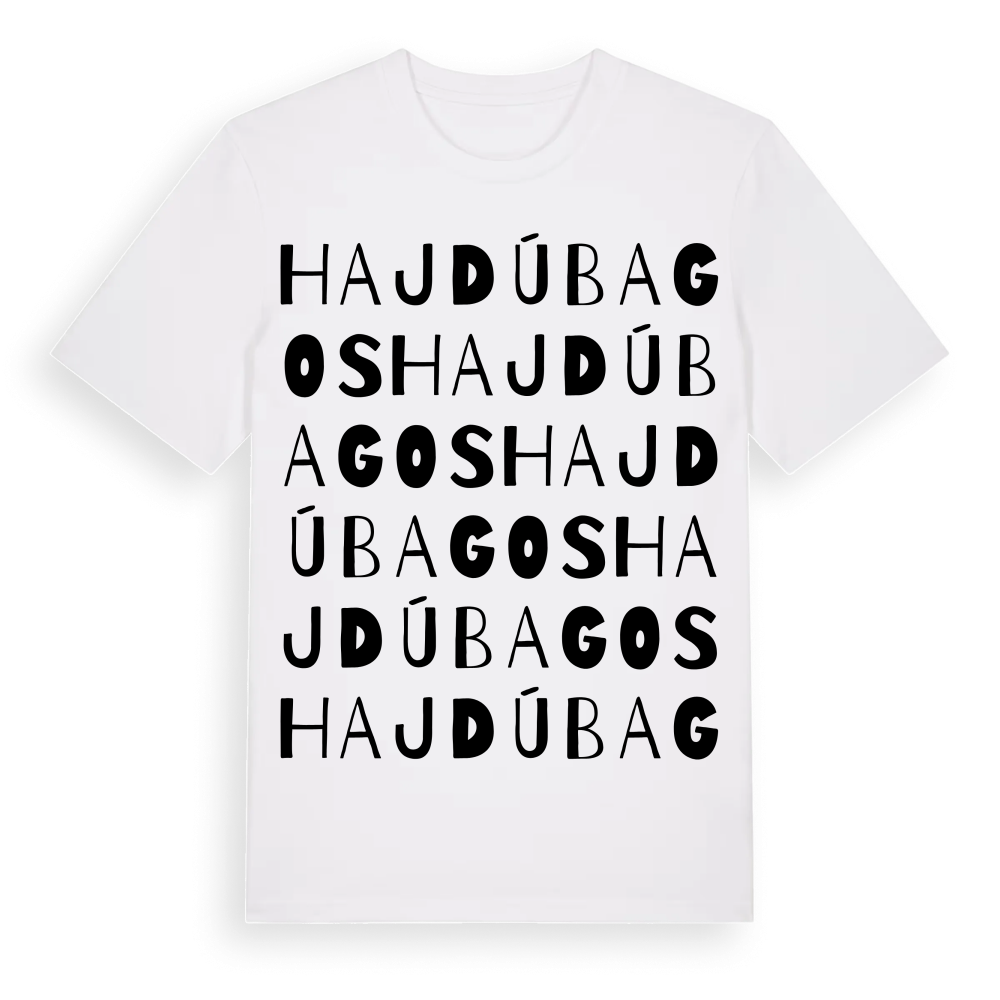 Hajdúbagos ordlek t-shirt – White, i miljö