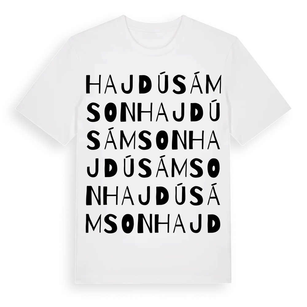 Hajdúsámson ordlek t-shirt – White, i miljö