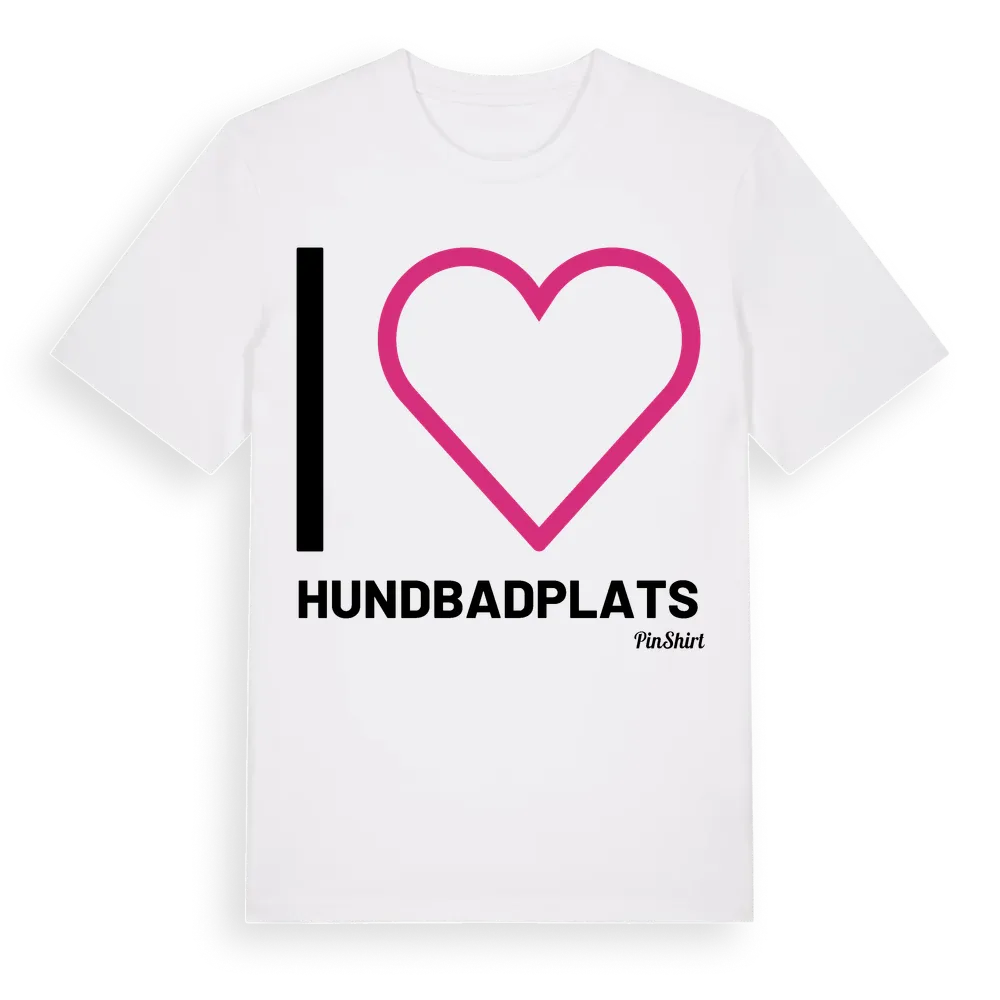 Jag älskar Hundbadplats t-shirt stort tryck i miljö