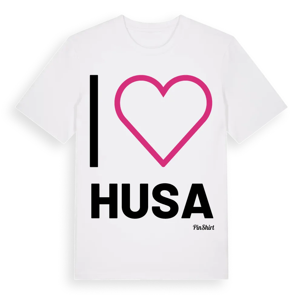 Jag älskar Husa t-shirt stort tryck i miljö