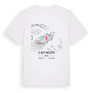 Il-Belt Valletta karta t-shirt – ekologisk bomull t-shirt från Pinshirt