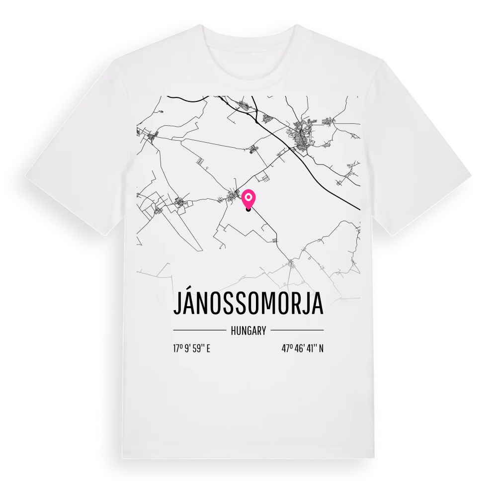 Jánossomorja karta t-shirt – White, i miljö