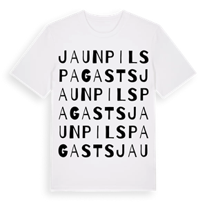 Jaunpils pagasts ordlek t-shirt – ekologisk bomull t-shirt från Pinshirt