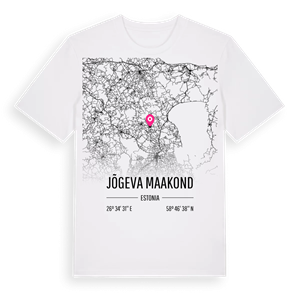 Jõgeva maakond karta t-shirt – ekologisk bomull t-shirt från Pinshirt