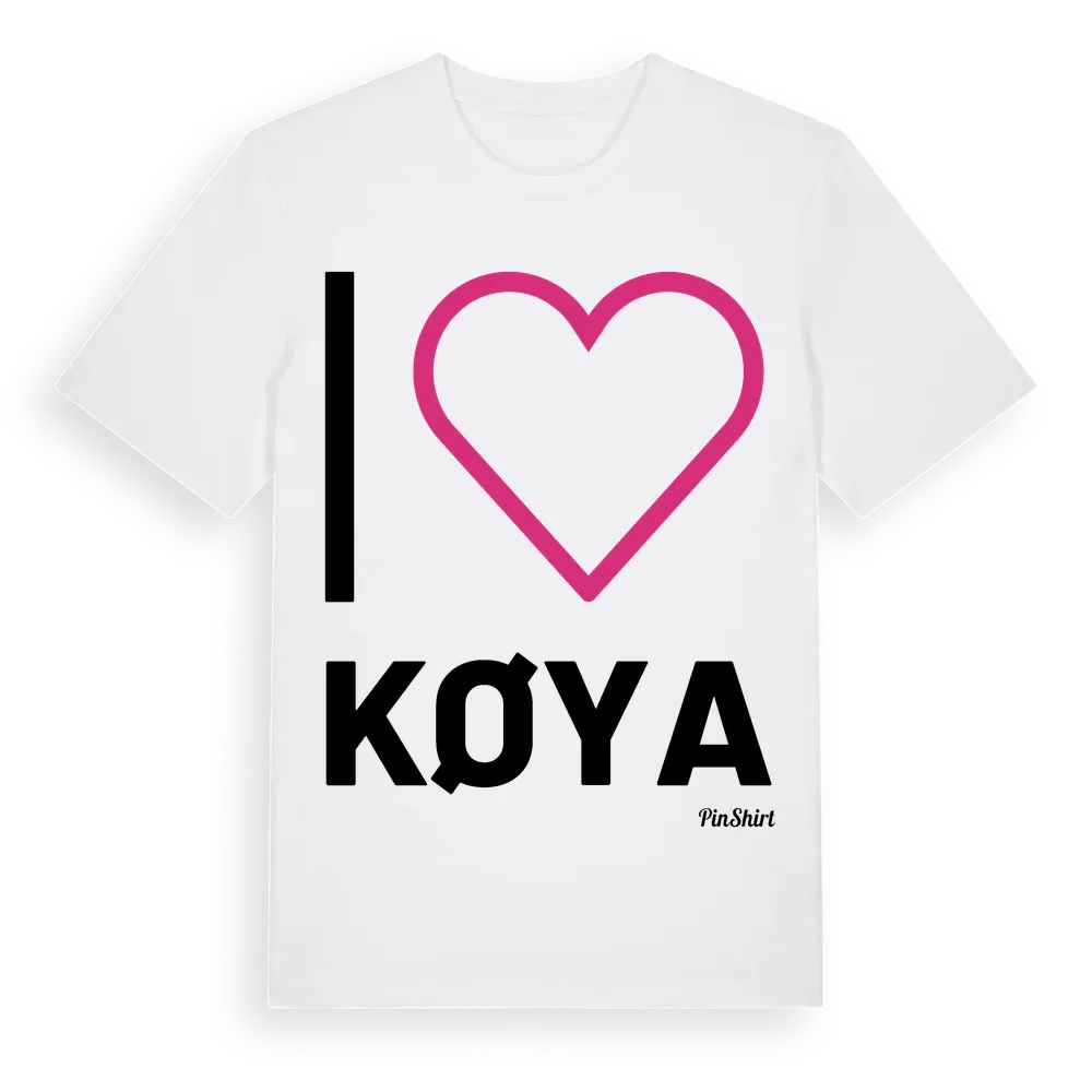 Jag älskar Køya t-shirt stort tryck i miljö