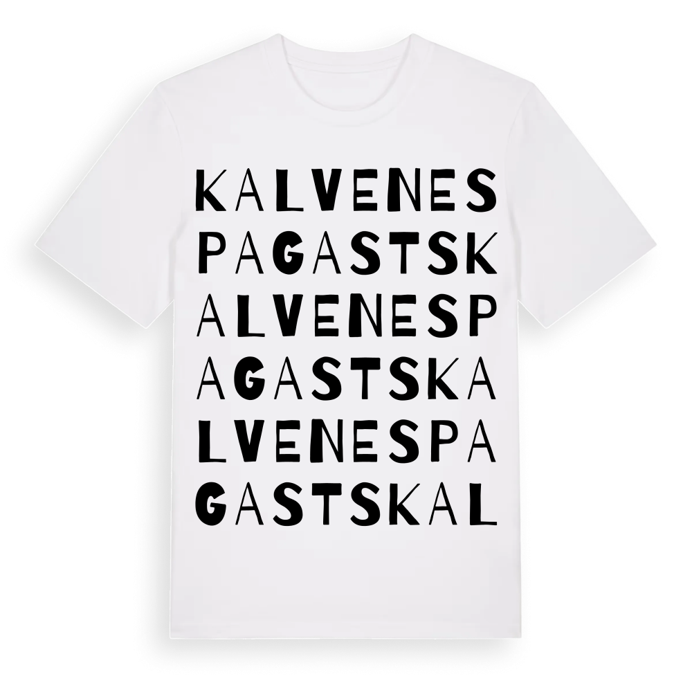 Kalvenes pagasts ordlek t-shirt – White, i miljö