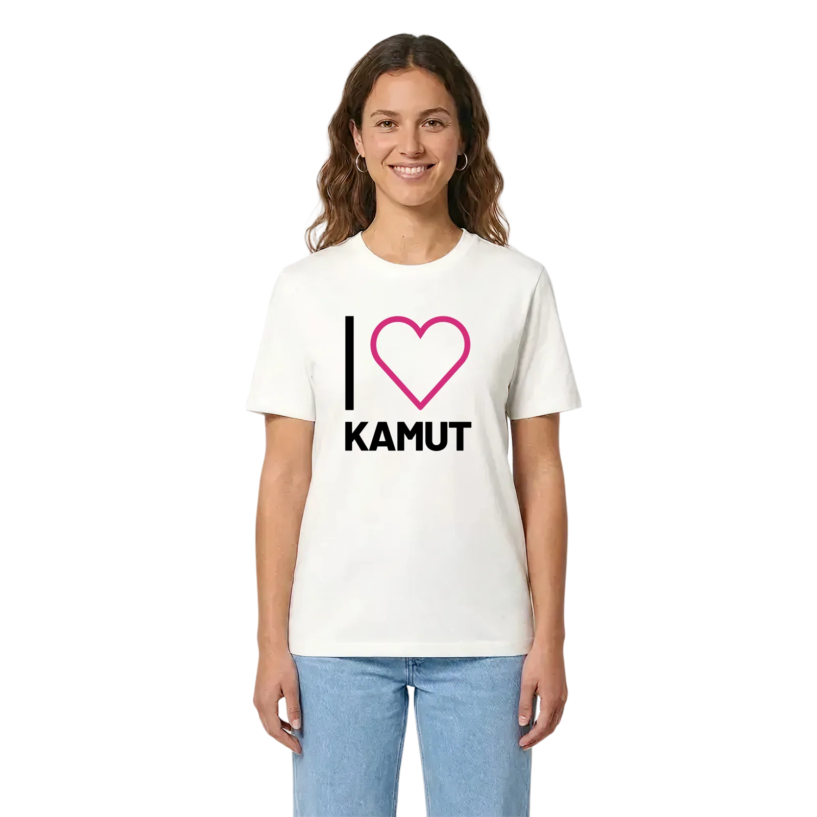 Jag älskar Kamut t-shirt stort tryck – White, i miljö
