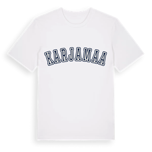 Karjamaa college t-shirt – ekologisk bomull t-shirt från Pinshirt
