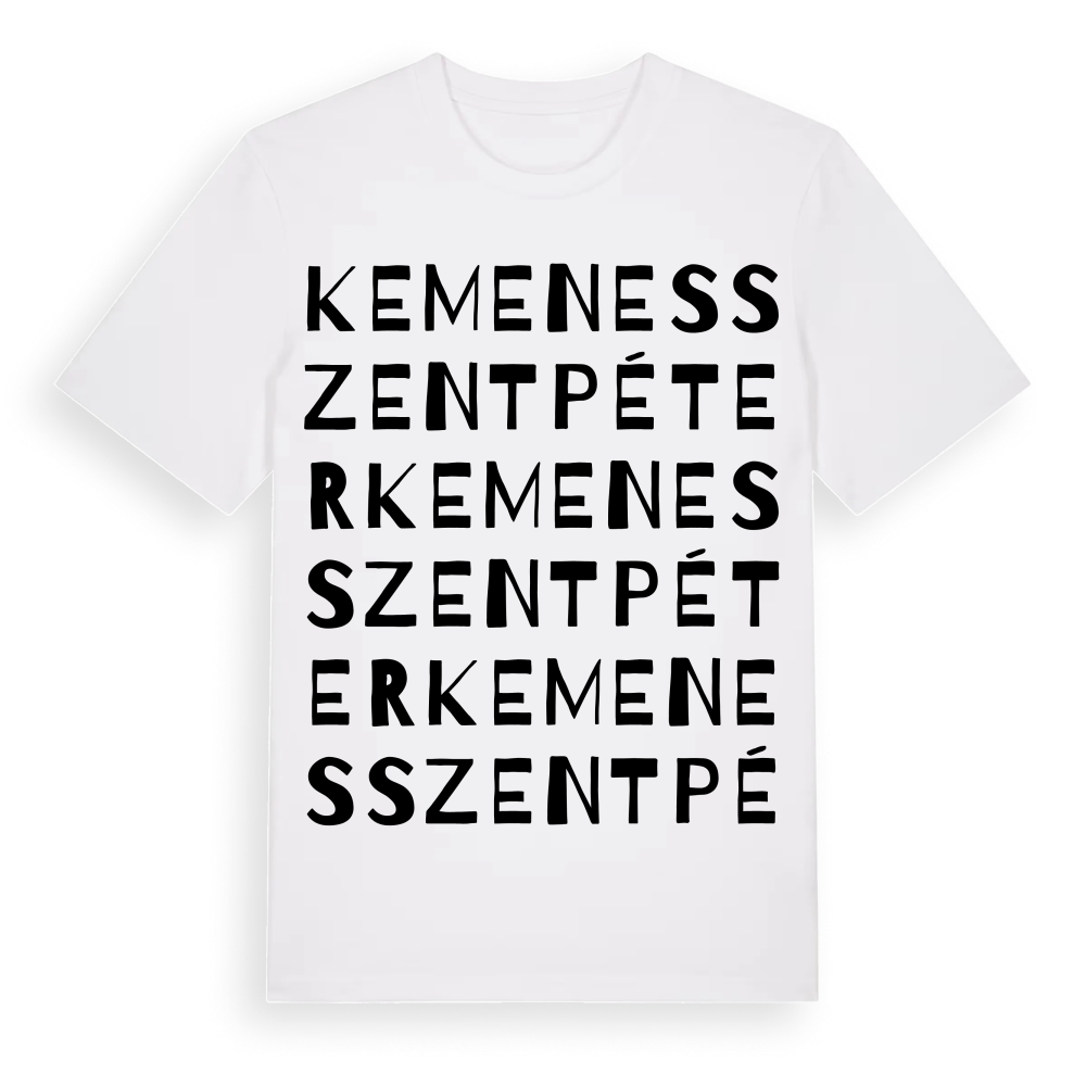 Kemenesszentpéter ordlek t-shirt – White, i miljö