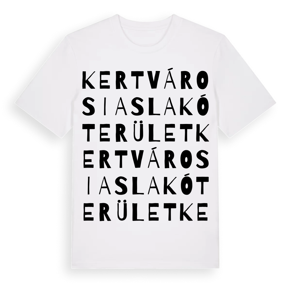 Kertvárosias lakóterület ordlek t-shirt – White, i miljö