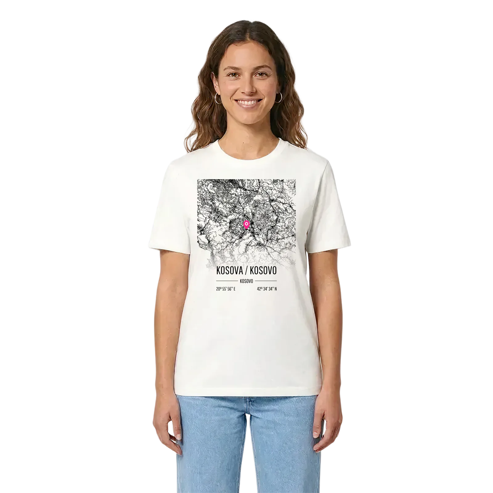 Kosova / Kosovo karta t-shirt – White, i miljö