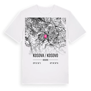 Kosova / Kosovo karta t-shirt – ekologisk bomull t-shirt från Pinshirt