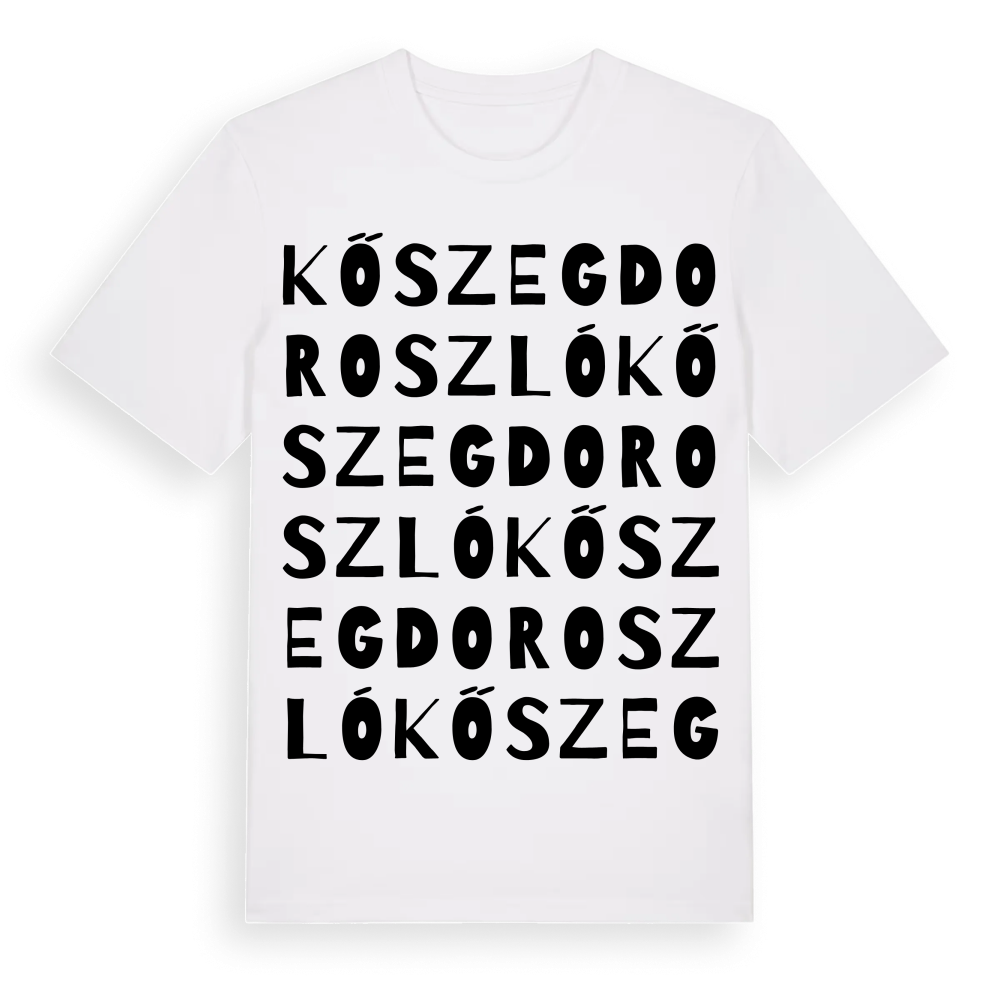 Kőszegdoroszló ordlek t-shirt – White, i miljö