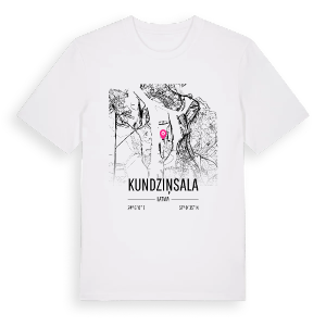 Kundziņsala karta t-shirt – ekologisk bomull t-shirt från Pinshirt